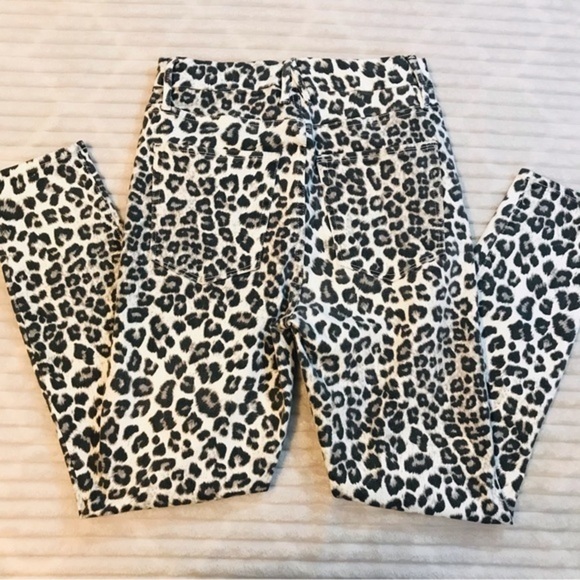Good American Good Waist Crop Skinny Jeans White SNOW LEOPARD print size 8 29 - Picture 6 of 13